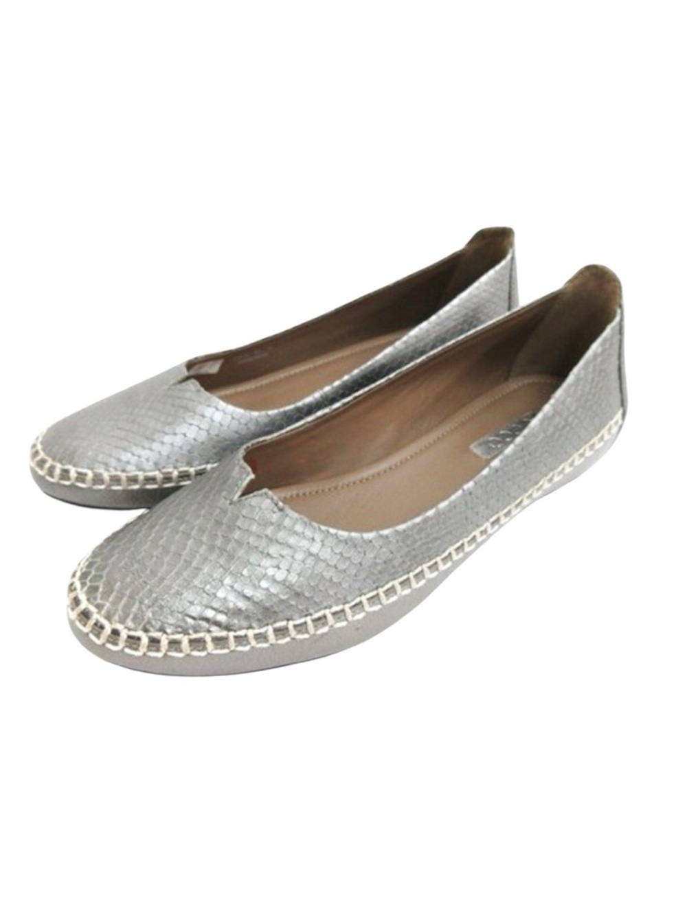 Ecco Croc Women's Silver Textured Slip-On Flats